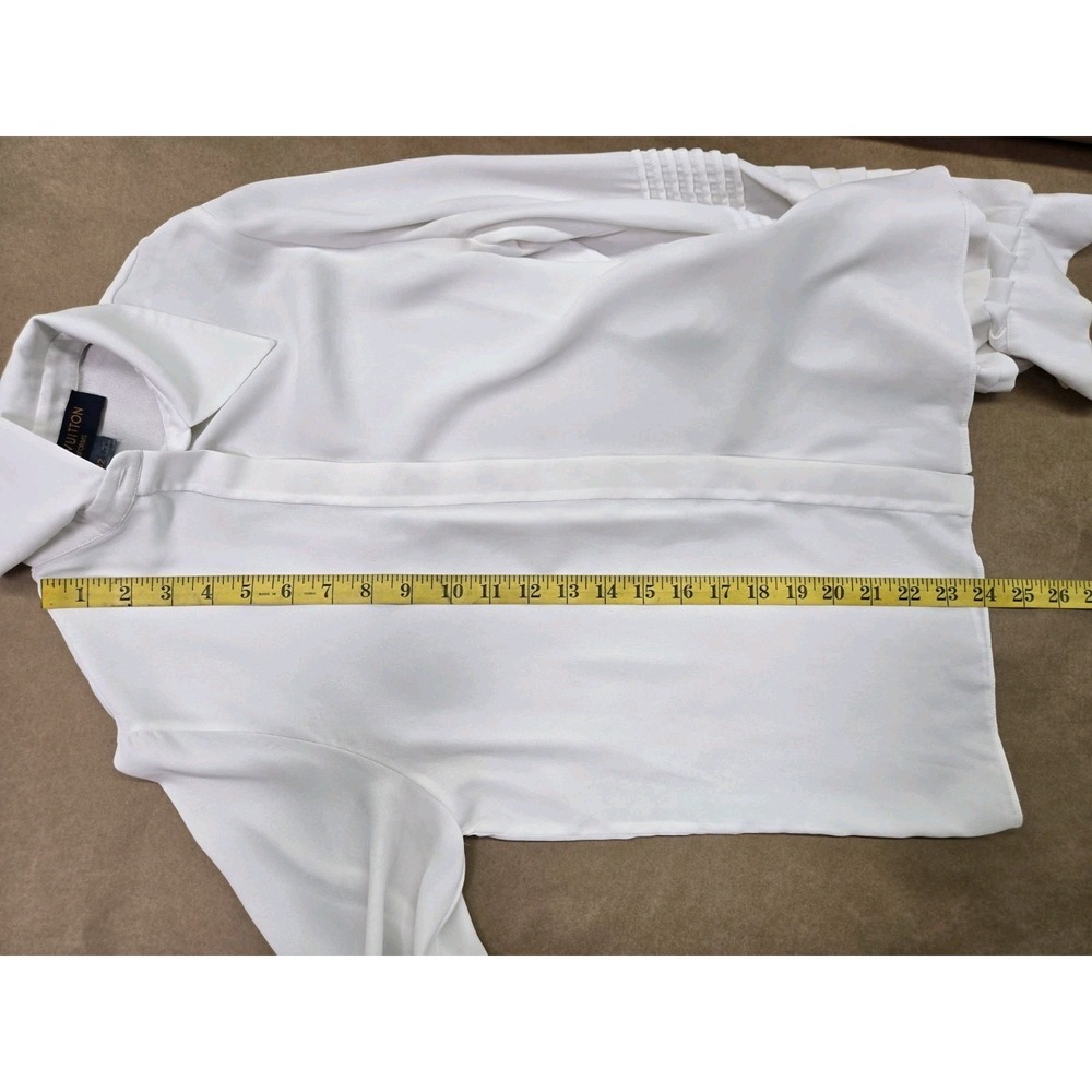 Louis Vuitton Uniform Women's Pleated L/S Button Down Blouse Ivory Size 32 - Picture 11 of 16